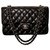Timeless Chanel negro de piel de cordero medio bolso con solapa clásico GHW Cuero  ref.140924