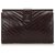 Yves Saint Laurent YSL Brown Leather Chevron Clutch Bag Dark brown  ref.141186