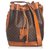 Céline Celine Brown Macadam Drawstring Bucket Bag Leather Plastic  ref.141343