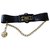 Chanel Cinturones Negro Dorado Cuero Metal  ref.141375