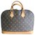 Louis Vuitton Alma PM Brown Leather Cloth  ref.142026