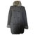 Cop Copine BEAUTIFUL THREE QUARTER COAT IN WOOL FROISSEE COLLAR AND SLEEVES FALSE FURRIDE Grey Polyester  ref.142226