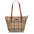 Burberry Brown Haymarket Check Canvas Tote Bag Multiple colors Beige Leather Cloth Cloth  ref.142587
