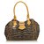 Jacquard-Handtasche mit Aufdruck von Fendi Brown Braun Schwarz Leder Tuch  ref.142992