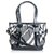 Burberry Black Beat Check Lowry Canvas Satchel Grey Leather Patent leather Cloth Cloth  ref.142999