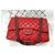 Chanel Channel Red Jumbo classic flap bag SHW Leather  ref.143523
