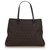 Fendi Brown Zucchino Canvas Tote Bag Black Dark brown Leather Cloth Cloth  ref.143774