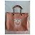 Borsa Tote Pinko Barrito in Tela Rosa Marrone Argento - vista 10