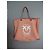 Borsa Tote Pinko Barrito in Tela Rosa Marrone Argento - vista 3