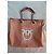Borsa Tote Pinko Barrito in Tela Rosa Marrone Argento - vista 9