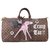Louis Vuitton Keepall Travel Bag 50 custom ebony checkerboard fabric "Taz & Bambi" by PatBo! Brown  ref.144283