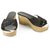 Jimmy Choo Black Suede Gold Decorated Cork Wedge Heel Sandal Platform SZ 38,5 Leather  ref.144616