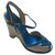 Marc Jacobs Cunhas Azul Bege Couro Lona  ref.144649
