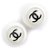Bouton Chanel CC clip sur boucles d'oreilles Plastique Blanc  ref.145065