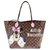Stunning Louis Vuitton Neverfull MM Checkered Ebony Tote Bag Customized by the artist PatBo! Brown Pink Leather Cloth  ref.145405
