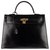 Hermès hermes kelly 35 black box leather saddle, gold plated hardware in good condition +!  ref.145409