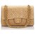 Chanel marrom clássico médio saco de aleta forrado de pele de carneiro Bege Couro  ref.145838