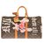 Louis Vuitton Keepall bag 45 custom Monogram canvas "Titi & Grosminet" by PatBo! Brown Leather Cloth  ref.146572