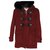 BURBERRY woolen hooded duffle coat with fur Dark red  ref.146736