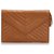 Yves Saint Laurent YSL Brown Leather Chevron Clutch Bag  ref.146859
