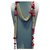 Chanel Collares largos Plata Roja Algodón Metal Perla  ref.147336