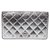 Chanel 2.55 Brieftasche Silber Leder  ref.148006