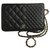 Wallet On Chain Chanel Limited with card, box, Dustbag Black Leather  ref.149113