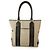 Thomas Burberry Burberry Beige / Grey Canvas & Black Leather Trim Handtasche Tote Große Einkaufstasche