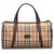Burberry Brown Haymarket Check Canvas Duffle Bag Multiple colors Beige Leather Cloth Cloth  ref.149297