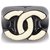 Chanel Black CC Ring Negro Blanco Crudo Plástico  ref.149467