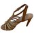 Tory Burch Gold and brown heels Golden Leather  ref.149646