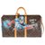 Louis Vuitton Keepall bag 55 customizable "Captain America" shoulder strap by artist PatBo! Brown Leather Cloth  ref.149797