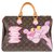 Louis Vuitton Speedy 35 Monogram "Pink Panther" customized by PatBo! Brown Leather Cloth  ref.149820