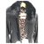 Autre Marque chaqueta de cuero con cuello desmontable Negro Piel de cordero  ref.150018