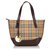 Burberry Brown Haymarket Check Canvas Tote Bag Multiple colors Beige Leather Cloth Cloth  ref.150093