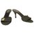 Gucci Talons En Bois Tissus Denim Gris Foncé Mules Sandales Chaussures sz 38.5 Toile Gris anthracite  ref.150191