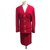 Chanel Terno de saia Vermelho Lã  ref.150213