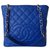 BAG CHANEL SMALL SHOPPING Blue Leather  ref.150418