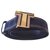 LANVIN Belt 70 Navy blue Leather Cloth  ref.150680