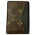 Louis Vuitton card holder Black Dark brown Leather Cloth  ref.150887