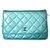 Wallet On Chain Chanel WOC Light green Patent leather  ref.151244