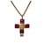 Chanel pendentif vintage 1993 croix superbe Métal Verre Rouge Doré  ref.151809
