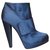 Lanvin leather and satin boots 39 Blue  ref.151833