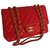 Timeless Saco Jumbo Flap limitado com caixa Chanel HW fosca, Saco de pó Vermelho Laranja Couro  ref.151846