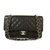 Timeless CHANEL Pelle di caviale nera 255 Borsa media classica a doppia patta Silvertone hrdwr Nero  ref.152193