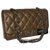 Timeless Chanel Large Flap Bag 3 departamentos c / cartão, caixa etc Marrom Castanho claro Castanho escuro Couro  ref.152771