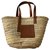 Loewe Medium basket bag Beige Leather Straw  ref.153154