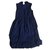 Berenice dress with ruffles and embroidery Navy blue Viscose  ref.153348