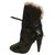 Isabel Marant Ankle Boots Black Khaki Leather Deerskin  ref.153396