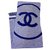 Serviette Chanel neuf Coton Blanc Bleu  ref.153517